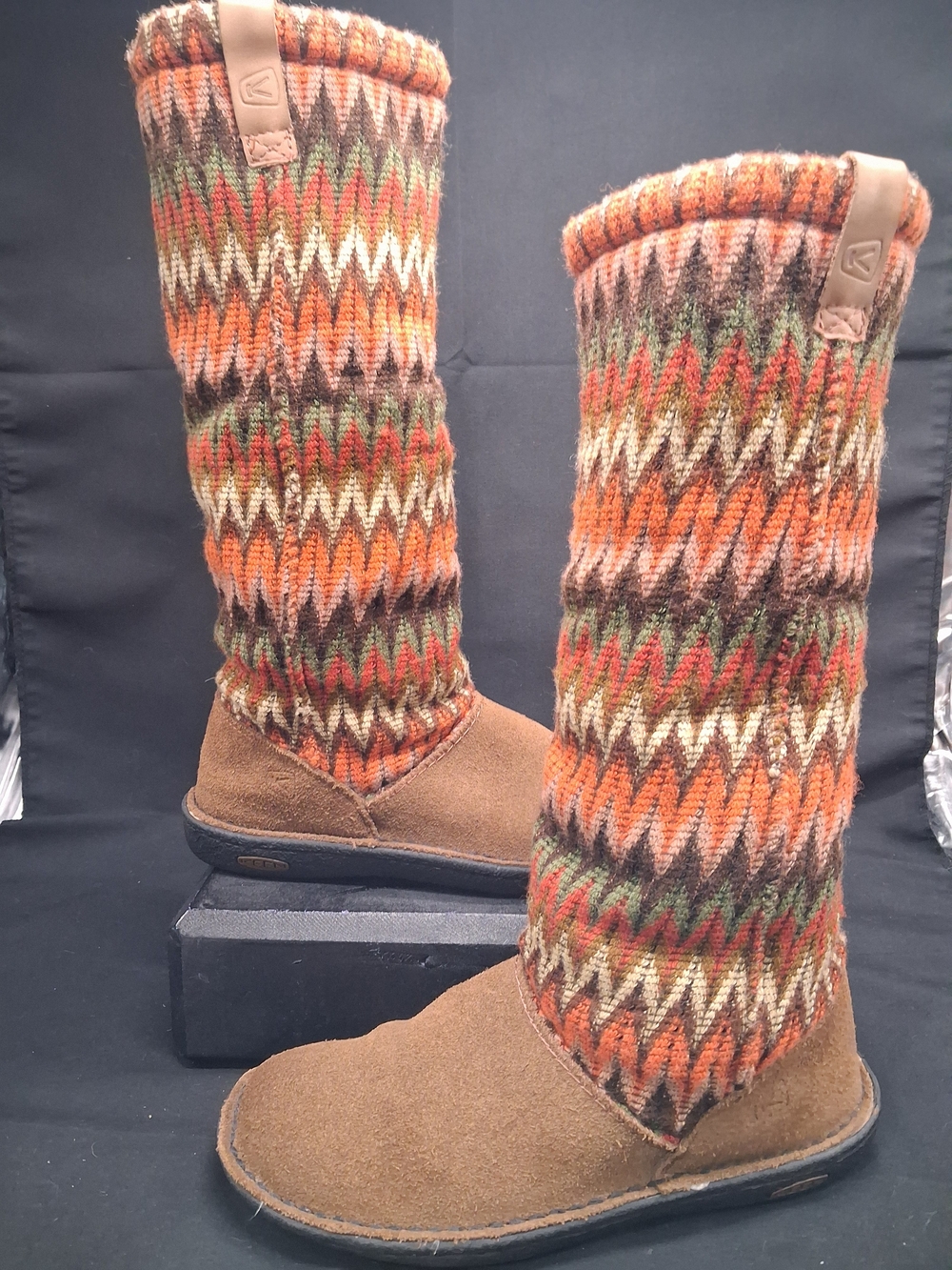 Keen Women's Auburn Navajo Tall Knit-Accent Brown Suede Boots